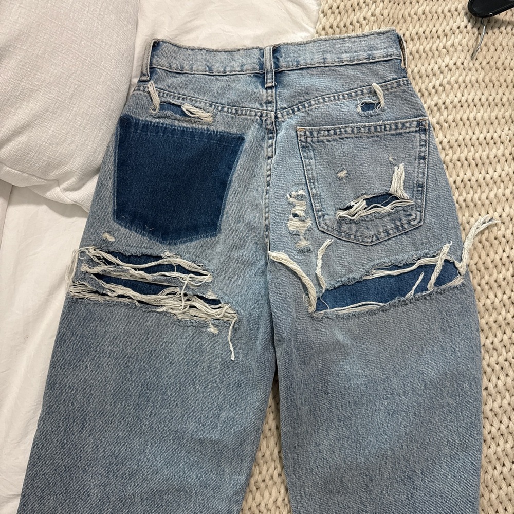 Zara Distressed Blue Denim Jeans